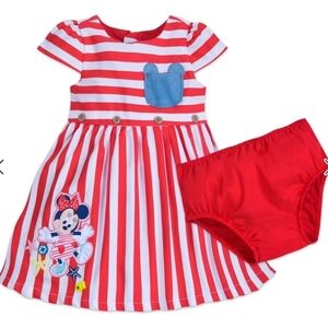 Disney Store Minnie Mouse Striped Baby Dress Size 0-3 Months